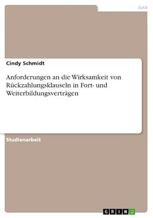 Bild des Verk�ufers f�r Anforderungen an die Wirksamkeit von R�ckzahlungsklauseln in Fort- und Weiterbildungsvertr�gen zum Verkauf von AHA-BUCH GmbH