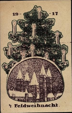 Ansichtskarte / Postkarte Glückwunsch Weihnachten, Feldweihnacht 1917, Tannenbaum, I WK