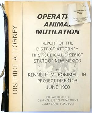 Operation Animal Mutilation: Report of the District Attorney First Judicial District State of New...