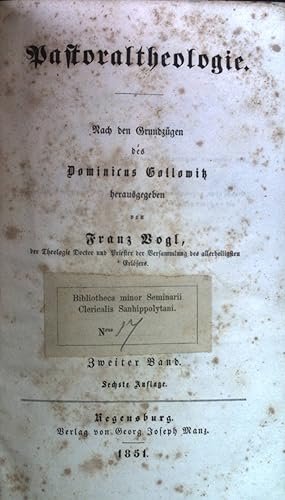 Imagen del vendedor de Pastoraltheologie. Zweiter Band. a la venta por books4less (Versandantiquariat Petra Gros GmbH & Co. KG)