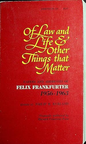 Image du vendeur pour Of Law and Life & Other Things That Matter mis en vente par Stanley Louis Remarkable Books