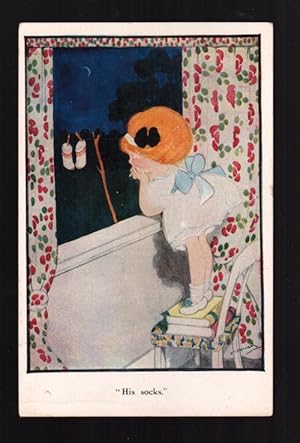 Seller image for His Socks - Little Girl Gazing Out Window Postcard for sale by Jenny Wren Books