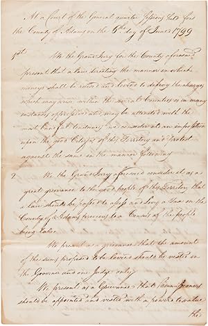 [MANUSCRIPT PETITION FROM RESIDENTS OF ADAMS COUNTY, MISSISSIPPI, SHORTLY AFTER ITS CREATION, PRO...