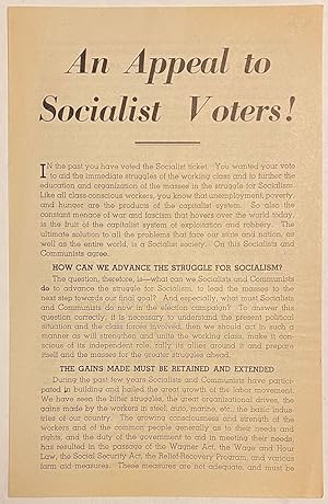 Imagen del vendedor de An appeal to socialist voters! a la venta por Bolerium Books Inc.