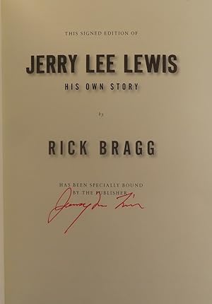 Imagen del vendedor de Jerry Lee Lewis: His Own Story [SIGNED by Jerry Lee Lewis] a la venta por William Chrisant & Sons, ABAA, ILAB. IOBA, ABA, Ephemera Society