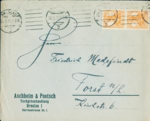 Ansichtskarte / Postkarte Breslau Schlesien, Briefumschlag, Aschheim und Poetsch, Tuchgroßhandlun...