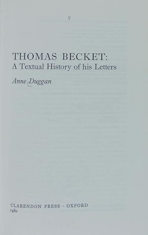 Imagen del vendedor de Thomas Becket : a textual history of his letters. a la venta por Antiquariat Bookfarm