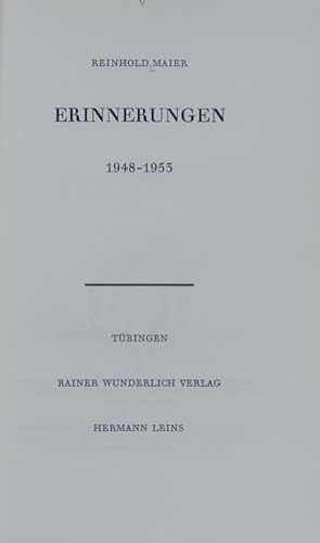 Seller image for Erinnerungen : 1948 - 1953. for sale by Antiquariat Bookfarm