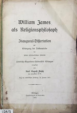 Image du vendeur pour William James als Religionsphilosoph. mis en vente par Antiquariat Bookfarm