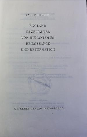 Bild des Verkufers fr England im Zeitalter von Humanismus, Renaissance und Reformation. zum Verkauf von Antiquariat Bookfarm