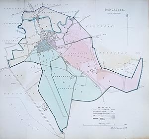 Antique Map DONCASTER, YORKSHIRE, Street Plan, Dawson Original 1832