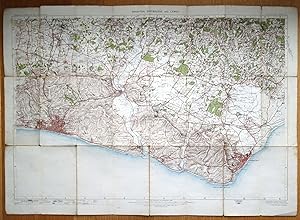 Antique Map BRIGHTON, EASTBOURNE, LEWES, HAILSHAM, Sussex, Folding 1912