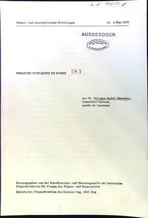 Imagen del vendedor de Finances publiques en suisse; Finanz- und steuerpolitische Mitteilungen Nr. 9; a la venta por books4less (Versandantiquariat Petra Gros GmbH & Co. KG)