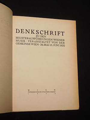 Denkschrift zu den Meisteraufführungen Wiener Musik. Veranstaltet von der Gemeinde Wien, 26. Mai ...