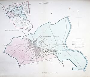 Antique Map BEVERLEY, YORKSHIRE, Street Plan, Dawson Original map 1832