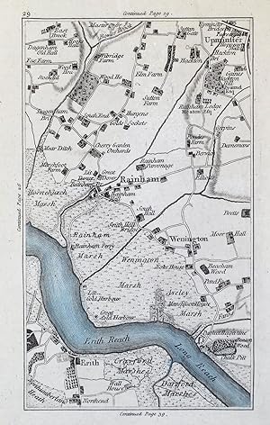 Antique Map RAINHAM, ERITH, WENNINGTON, UPMINSTER, London, J.Cary Original 1786