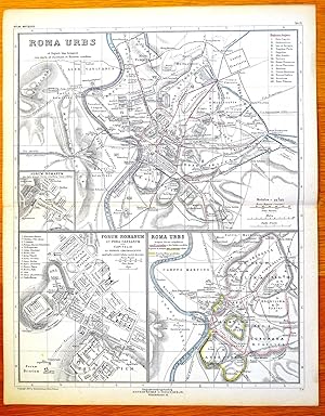 Antique Map ROME, ROMA, ITALY, City Plans Original 1892