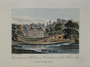 SQUERRYES COURT KENT, Original Hand Coloured Aquatint Antique Print 1818