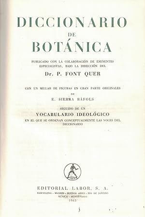 Imagen del vendedor de DICCIONARIO DE BOTNICA. Seguido de un Vocabulario Ideolgico. a la venta por Librera Torren de Rueda