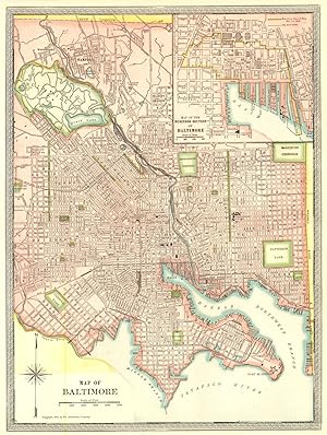 Map of Baltimore; Inset Map of Business Section of Baltimore
