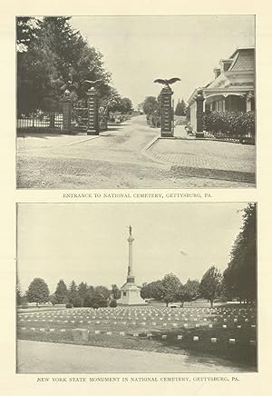Entrance To National Cemetery, Gettysburg, Pa. New York State Monument In National Cemetery. Gett...