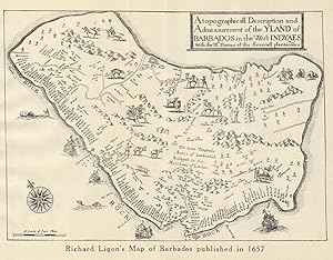 Richard Ligon's map of Barbados published in 1657