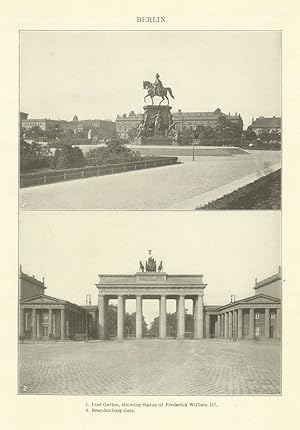BERLIN. 1. Lust Garten, showing Statue of Frederick William III. 2. Brandenburg Gate.
