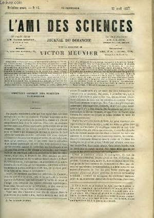 Bild des Verkufers fr L'ami des sciences n 15 - Fonction sociale des sciences naturelles, Anatomie, Puits de feu, Gnrateur de vapeur a diaphragme, Percement de l'isthme de Suez, Balle foudroyante de M. Devisme, Nouvelles applications de l'amylne, Sur le mcanisme zum Verkauf von Le-Livre