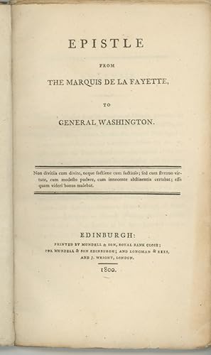 Epistle from the Marquis de la Fayette to George Washington