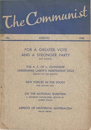 Seller image for The Communist, August 1940, Vol. XIX, No. 8 for sale by Kenneth Mallory Bookseller ABAA