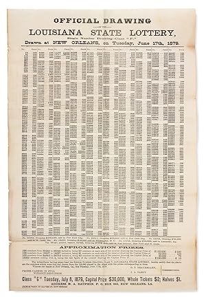 Official Drawing of the Louisiana State Lottery. Drawn at New Orleans, on Tuesday, June 17th, 187...