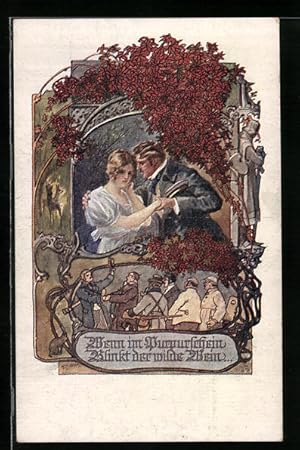 Bild des Verkufers fr Knstler-Ansichtskarte W. Braun: Deutscher Schulverein Nr.1079: Wenn im Purpurschein Blinkt der Wilde Wein zum Verkauf von Bartko-Reher