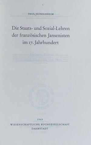 Seller image for Staats- und Sozial-Lehren der franzsischen Jansenisten im 17. Jahrhundert. for sale by Antiquariat Bookfarm