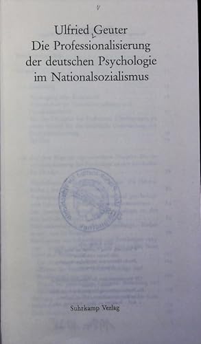 Imagen del vendedor de Professionalisierung der deutschen Psychologie im Nationalsozialismus. Wissenschaftsforschung. a la venta por Antiquariat Bookfarm