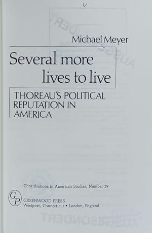 Several more lives to live. Contributions in American studies ; 29.