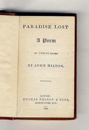 Bild des Verkufers fr Paradise lost. A Poem in twelve books. zum Verkauf von Libreria Oreste Gozzini snc