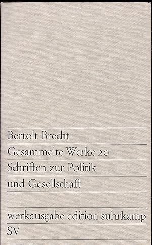 Bild des Verkufers fr Gesammelte Werke 20: Schriften zu Politik und Gesellschaft zum Verkauf von Versandantiquariat Karin Dykes