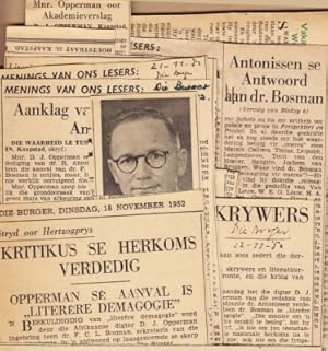 Collectie van 25 krantenknipsels uit Zuid-Afrikaanse kranten, voornamelijk van november en decemb...