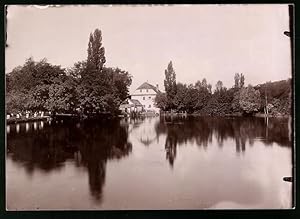 Fotografie Brück, Sohn Meissen, Ansicht Tschachwitz, Blick über die Teichanlagen zum Kurhaus