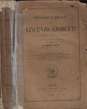 Bild des Verkufers fr Pensieri e giudizi Sulla letteratura italiana e straniera zum Verkauf von Biblioteca di Babele