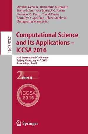 Imagen del vendedor de Computational Science and Its Applications  ICCSA 2016 a la venta por Rheinberg-Buch Andreas Meier eK