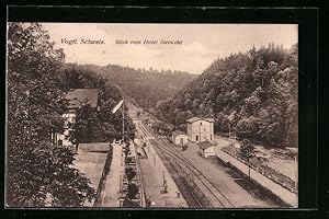 Bild des Verkufers fr Ansichtskarte Liebau i. Vogtl. Schweiz, Blick vom Hotel Steinicht auf den Bahnhof zum Verkauf von Bartko-Reher