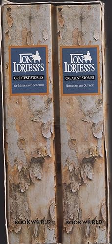 Seller image for Slipcase Set 2 volumes Ion Idriess's Greatest Stories: Heroes of the Outback, Containing: The Cattle King, Flynn of the Inland, Lasseter's Last Ride + Ion Idriess's Greatest Stories: Of Miners and Soldiers. The Silver City, Lightning Ridge & The Desert Column for sale by Caerwen Books