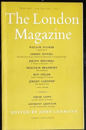Immagine del venditore per The London Magazine February 1958 / Osbert Sitwell "Recollection of an Awkward Afternoon in Knightsbridge" / Malcolm Bradbury "The Criterion" / William Plomer "Tugela River" (poem) / Jeremy Gardner "The Spoiled Day" / Julian Mitchell "A Writer's Prospect - VII" / Elizabeth Jennings 2 poems / Roy Fuller "Some Vintages of Graves" venduto da Shore Books