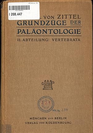 Bild des Verkufers fr Grundzge der Palontologie (Palozoologie) II. Abteilung: Vertebrate zum Verkauf von avelibro OHG