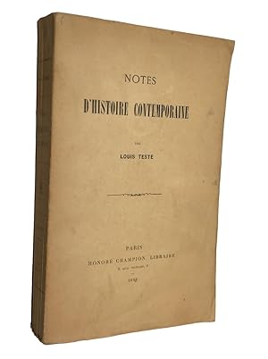 Bild des Verkufers fr Notes d'histoire contemporaine zum Verkauf von Librairie Douin