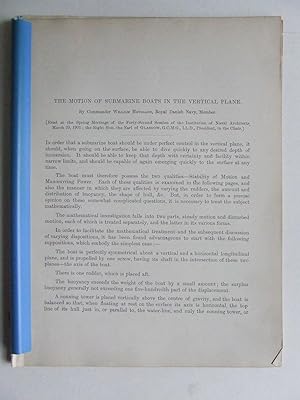 Image du vendeur pour The Motion of Submarine Boats in the Vertical Plane mis en vente par McLaren Books Ltd., ABA(associate), PBFA