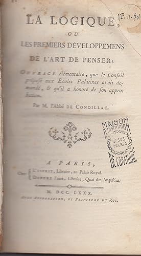 Image du vendeur pour Etienne Bonnot de CONDILLAC mis en vente par Librairie Diona