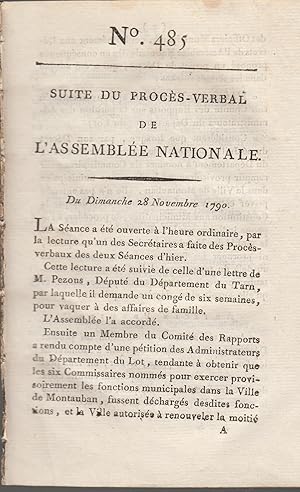 Seller image for Suite du procs -Verbal de L'Assemble Nationale. Du Dimanche 28 novembre 1790. N 485 for sale by PRISCA