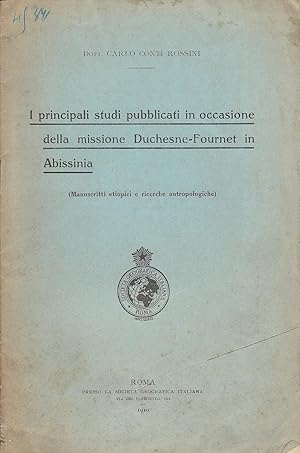 Imagen del vendedor de I principali studi pubblicati in occasione della missione Duchesne-Fournet in Abissinia (Manoscritti etiopici e ricerche antropologiche) a la venta por PRISCA